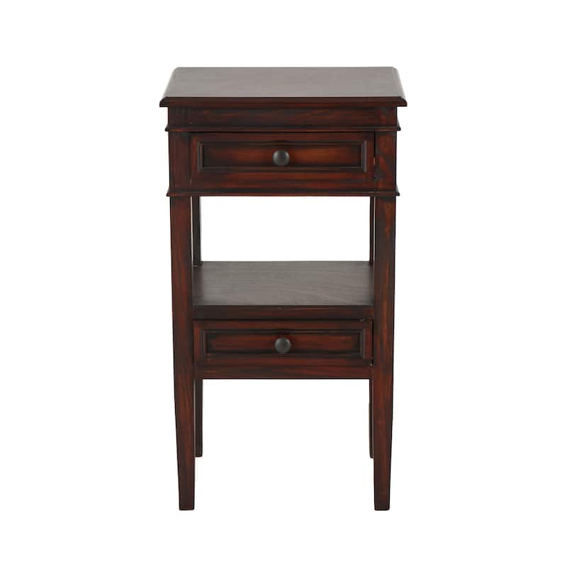 Wood 2 Drawers and 1 Shelf Accent Table - Brown or White - Roche River Decor