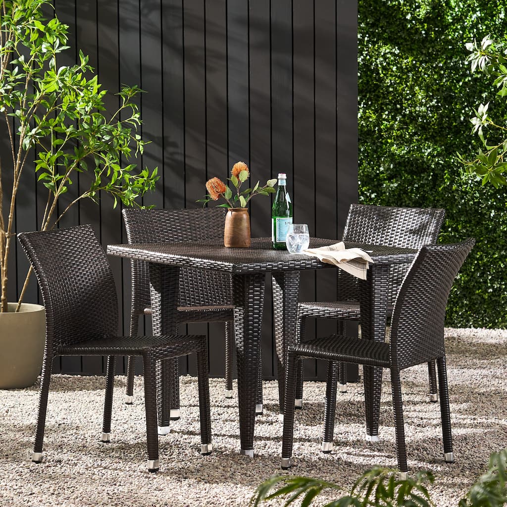 Dover Outdoor Wicker Aluminum Armless Stacking Dining Chair (Set of 4) by Christopher Knight Home