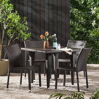 Dover Outdoor Wicker Aluminum Armless Stacking Dining Chair (Set of 4) by Christopher Knight Home