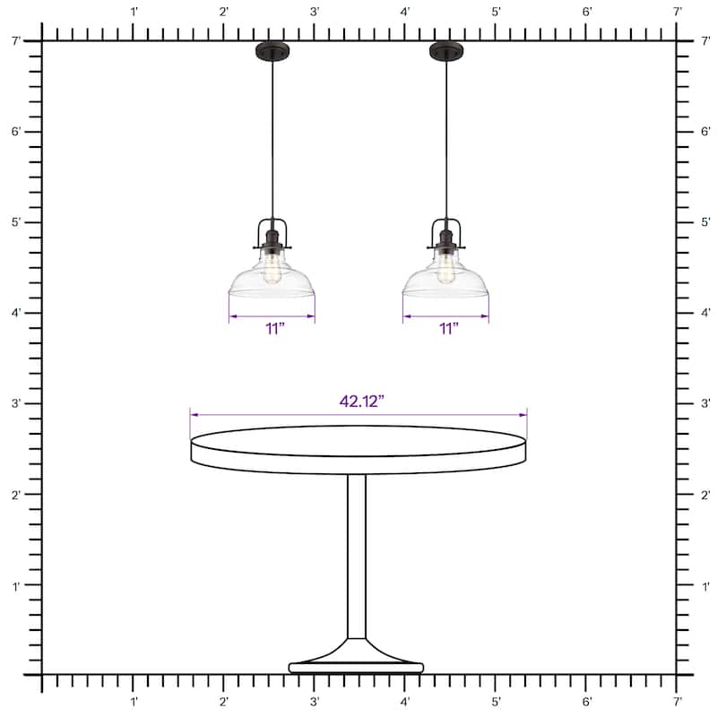 1-Light Pendant Lighting with Clear Glass Shade