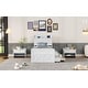 preview thumbnail 16 of 16, Twin Size Wooden Bed with Storage Headboard Featuring Built-In Outlets, Extendable Frame with Pull-Out Twin Trundle