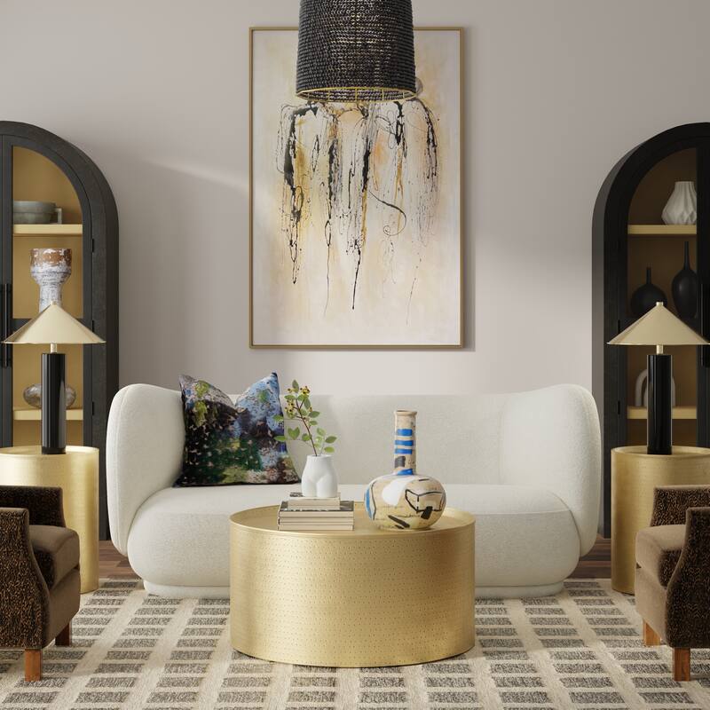 Harp & Finial Pala Distressed Hammered Gold Coffee Table