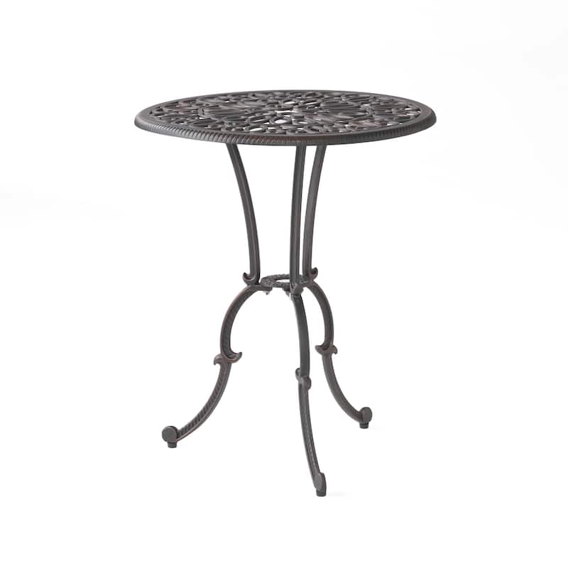 Charlie 3 pcs Bistro Set w Umbrella Hole, Cast Aluminum in Copper