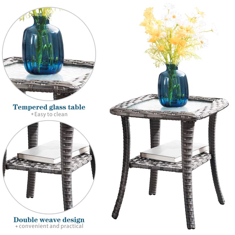 OVIOS 8-piece Rattan Wicker Patio Furniture Set Swivel Rocking Chair Set
