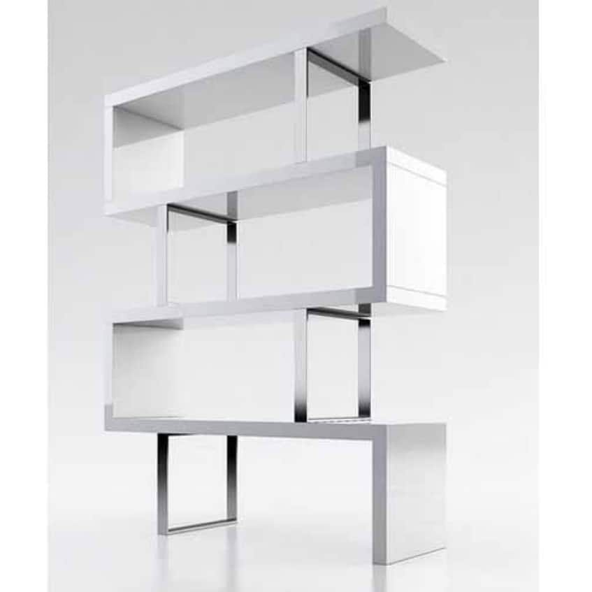 Cube Collection Oak Veneer Display Bookshelf with Metal Accents