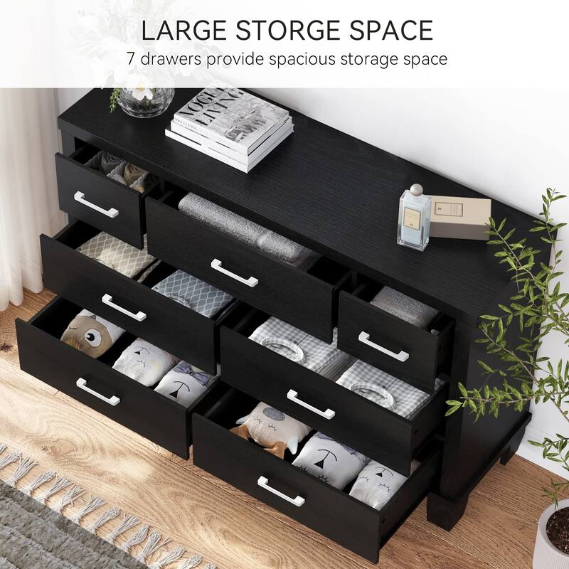 6/7 Drawer Dresser for Bedroom, Modern Wood Chest with Metal Handles, Storage Organizer for Closet