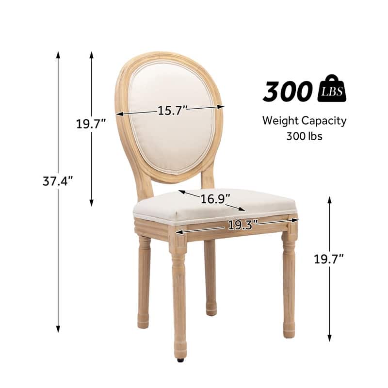 French Chair Dining Chair Solid Wood with Nailhead Trim Set of 2