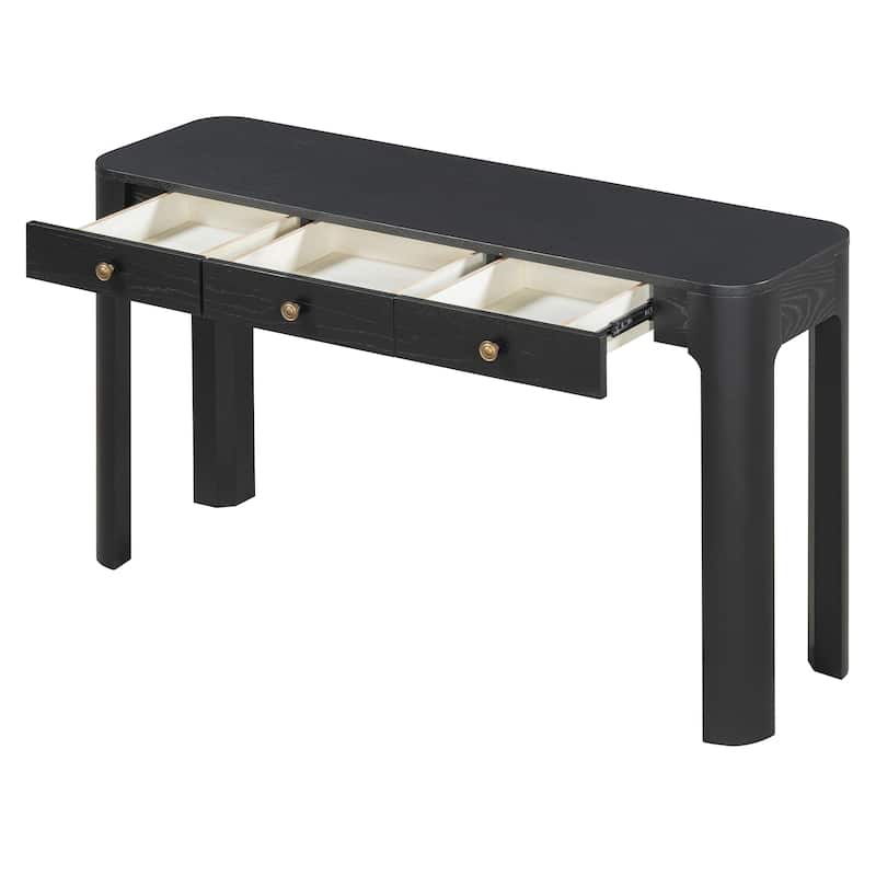 Curved Corners Console Table Entryway Table with 3 Drawers