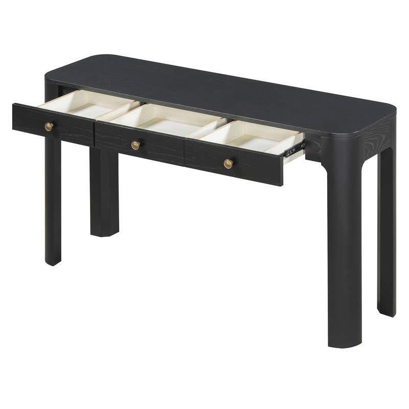 Rustic Console Table with 3 Hidden Drawers and Curved Safety Corners by Harper&Bright Designs