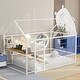 preview thumbnail 2 of 36, Full Size Metal Bed with Desk, House Bed Frame with Shelves and USB Ports