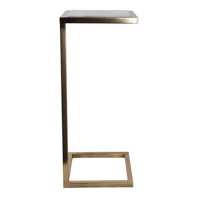 Metal Side Table Square Top Narrow C-Frame Accent - White - 24.0"