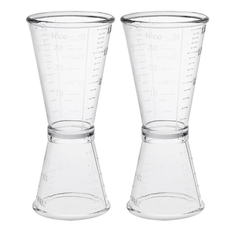 2 Pcs Double Clear Plastic Measure Cup for Party Kitchen Tool 40ml/20ml