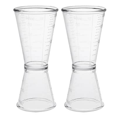 2 Pcs Double Clear Plastic Measure Cup for Party Kitchen Tool 40ml/20ml