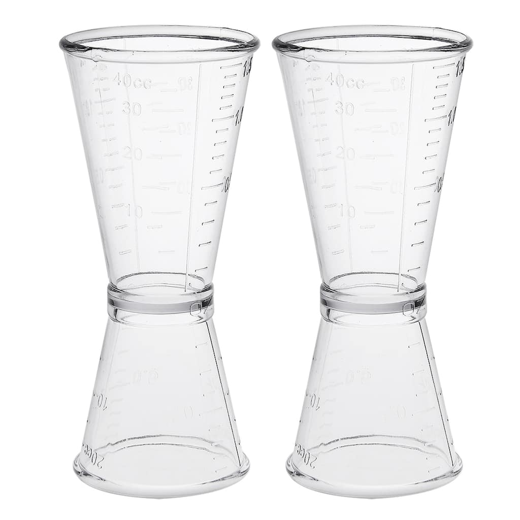 2 Pcs Double Clear Plastic Measure Cup for Party Kitchen Tool 40ml/20ml