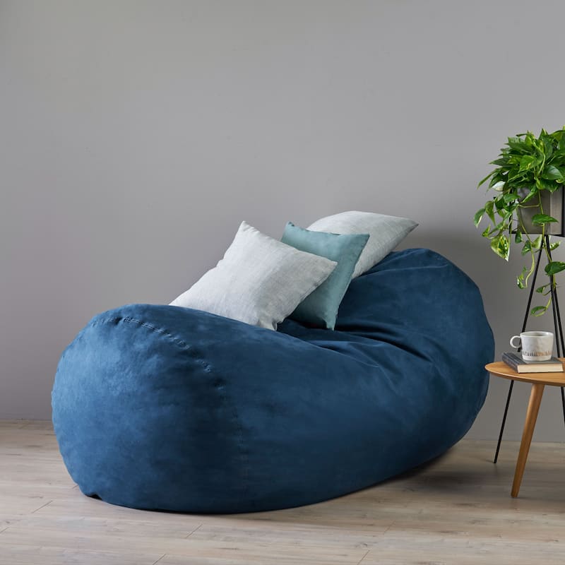 Asher Traditional 6.5-foot Suede Bean Bag Chair by Christopher Knight Home - Blue