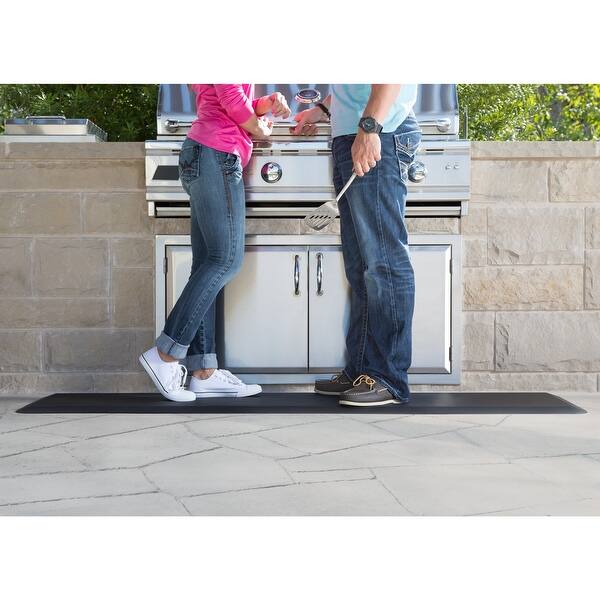 Newlife by GelPro Anti-Fatigue Kitchen Runner Comfort Floor MAT-20 x 72 in. Leather Grain, Black