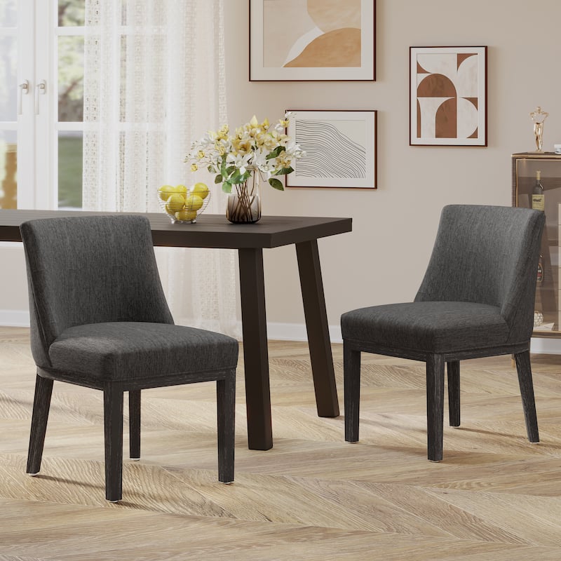 Camas Fabric Upholstered Wood Dining Chairs (Set of 2) by Christopher Knight Home - Charcoal