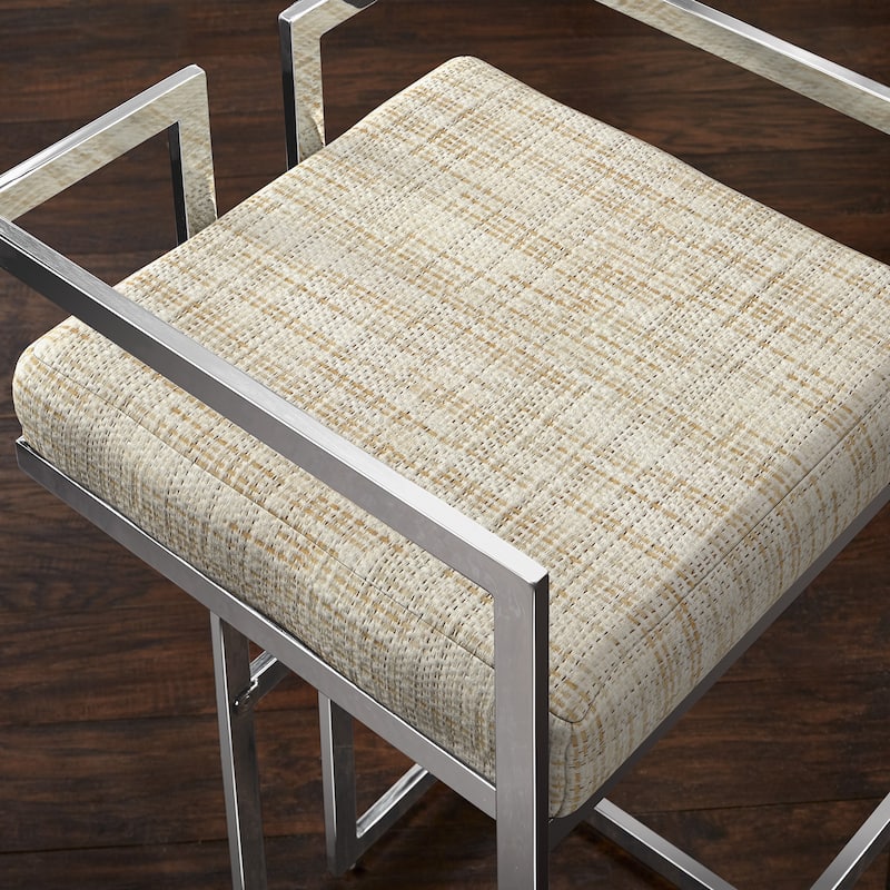 Tanner Velvet Upholstered Chrome Finish Metal Barstool (Set of 2) by iNSPIRE Q Bold