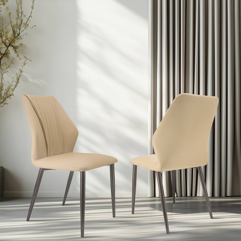 Upscale Microfiber Leather Upholstered Iron Dining Chair (Set of 2)