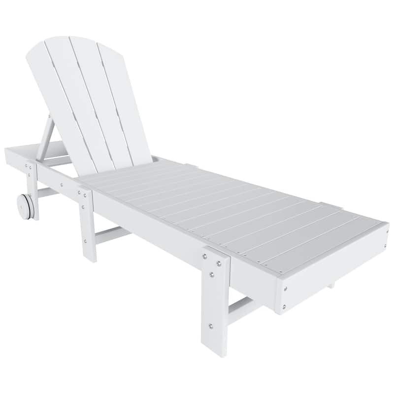 Polytrends Laguna Hdpe All Weather Outdoor Patio Pool Reclining Armless Chaise Lounge With Wheels