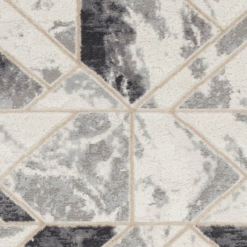 Buno Power Loomed Geometric Abstract Modern Non Skid Stain Resistant Area Rug By HomeRoots - 90' X '27' X '0.25