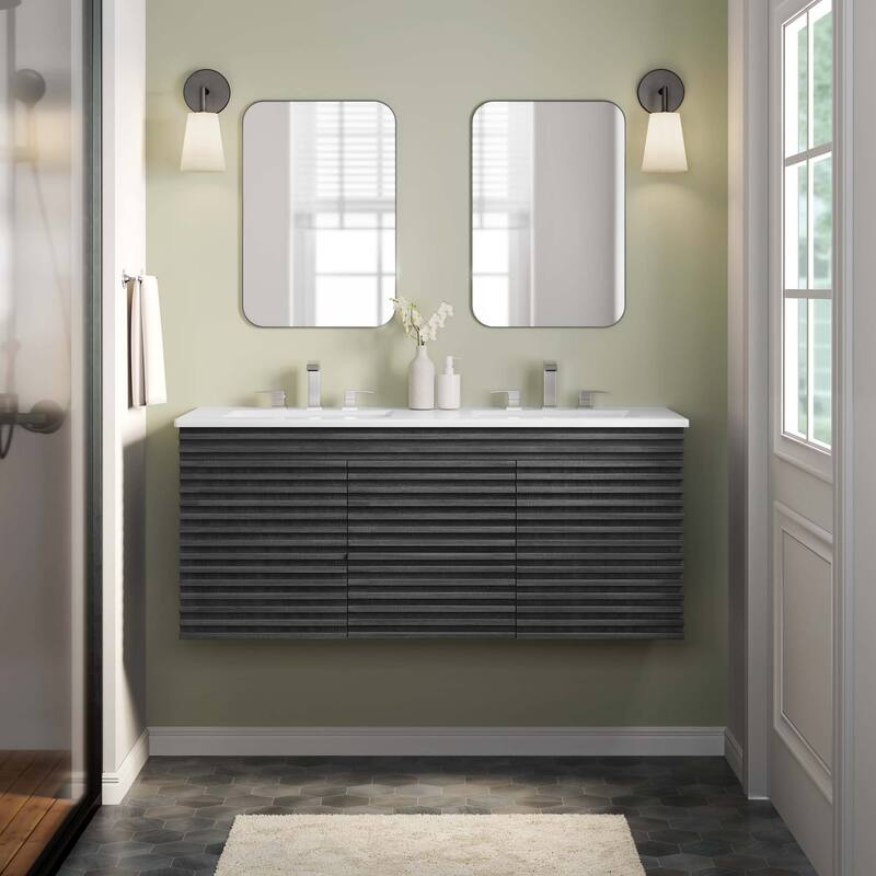 Render 48" Wall-Mount Bathroom Vanity - Charcoal White