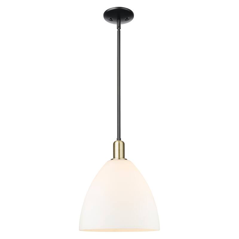 Innovations Lighting Endless Possibilities Arcadia - Bristol - 1 Light 12" Stem Hung Mini Pendant - Matte White/Black Antique Brass