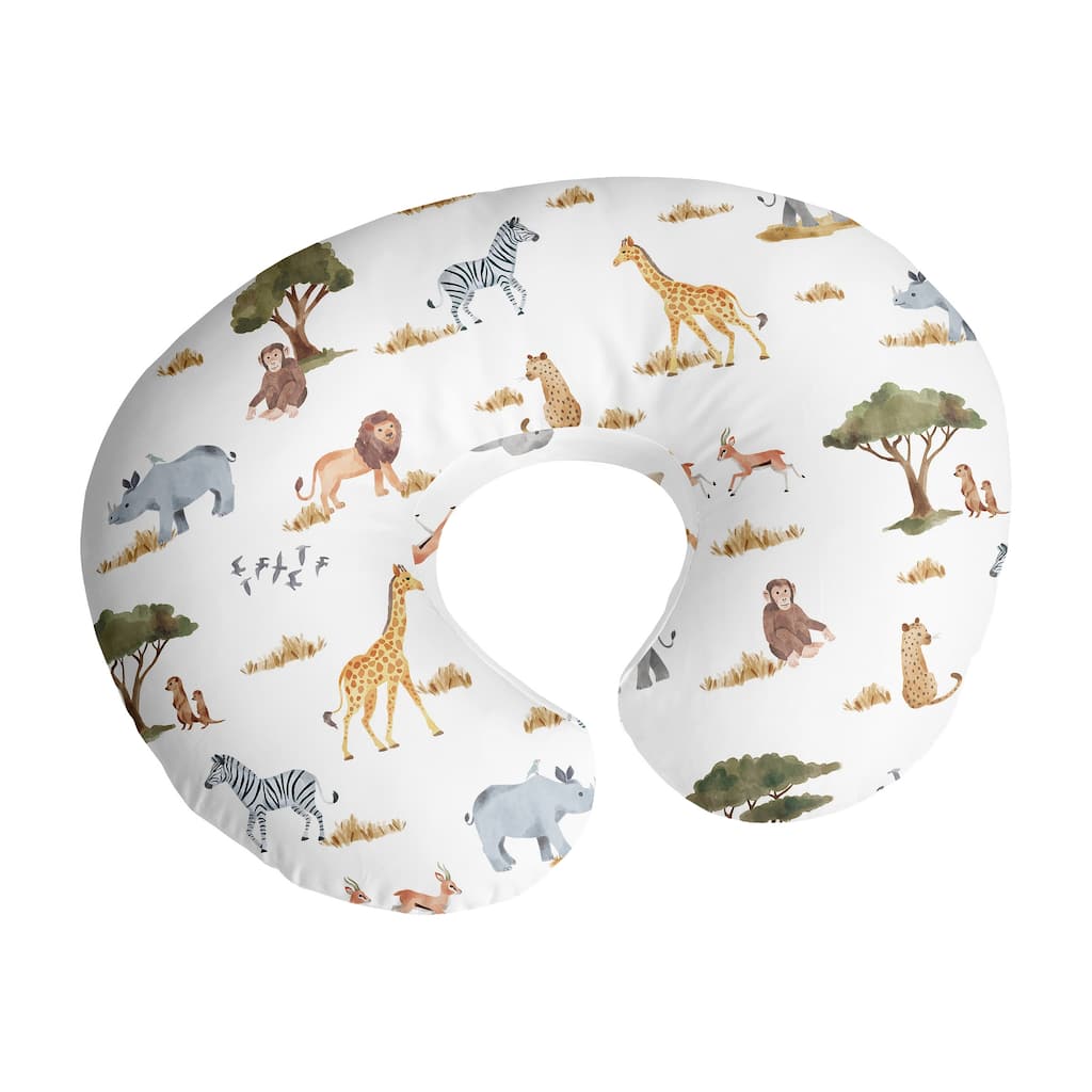 Sweet Jojo Designs Jungle Animals Boy Girl Gender Neutral Nursing Breastfeeding Pillow Cover (Pillow Not Included) Green Boho