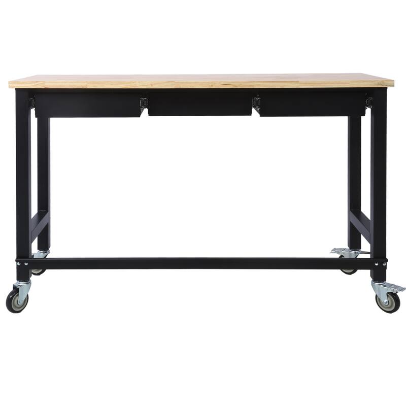 60" Workbench with Drawer Storage and Wheels