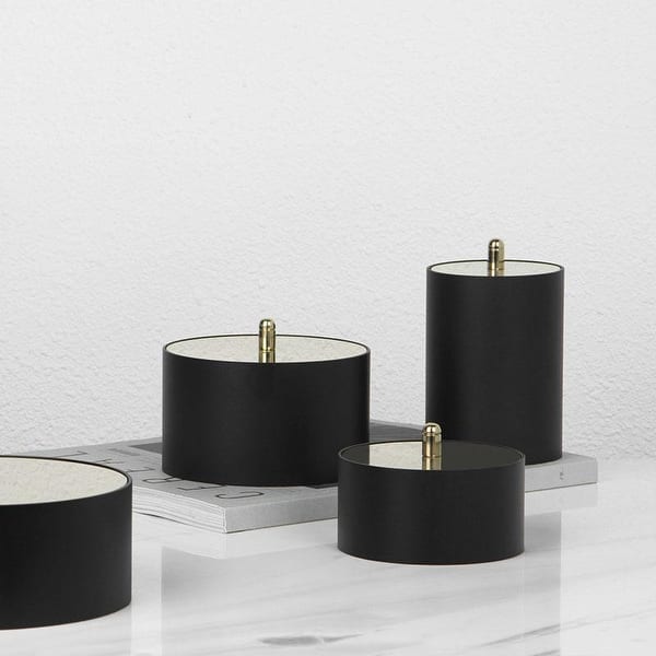 Shop Black Round Decorative Box With Gold Lid Overstock 28494512