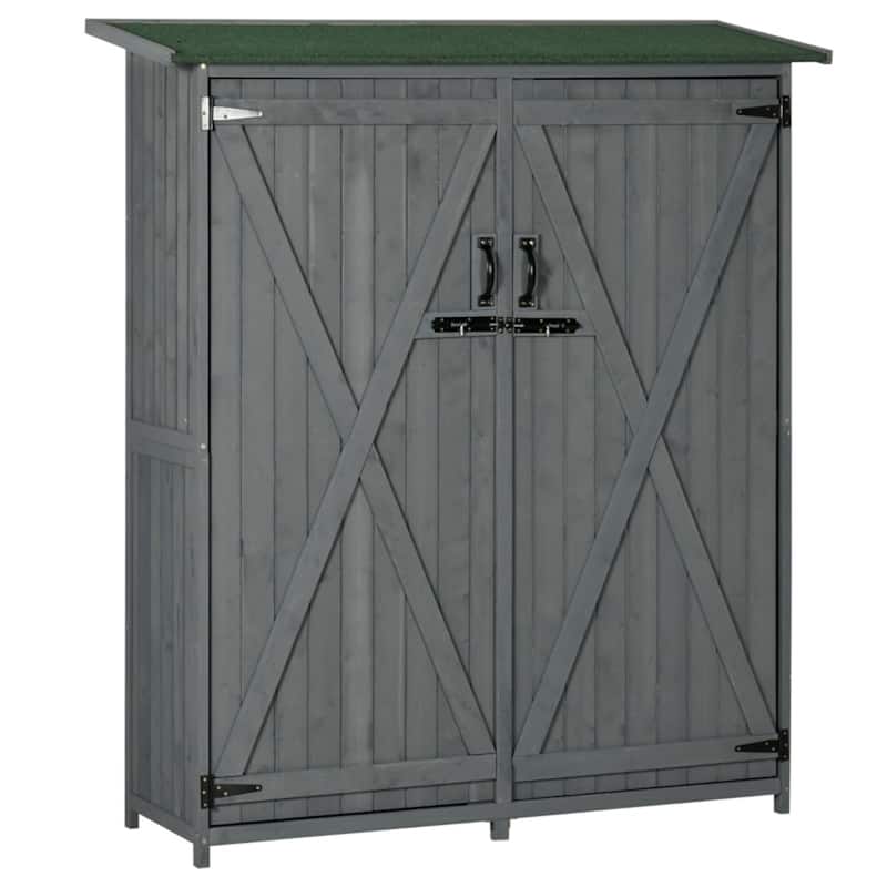 Outdoor Garden Storage Shed with Fir Wood, Double Lock Doors - 55" L x 19.75" D x 63.75" H