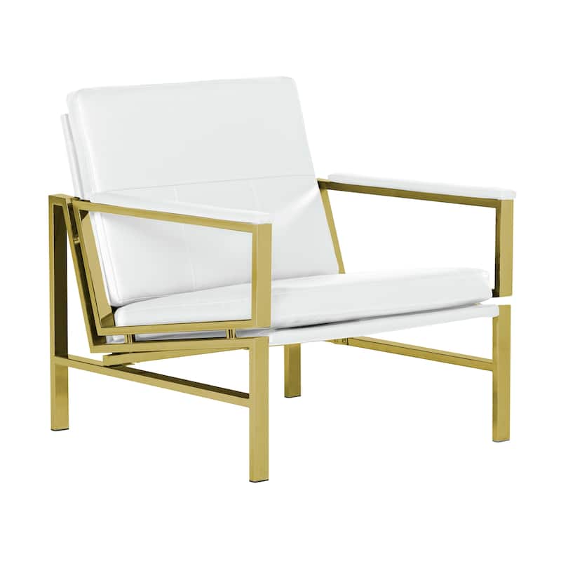 Strick & Bolton Regina Metal and Bonded Leather Mid Century Accent Chair