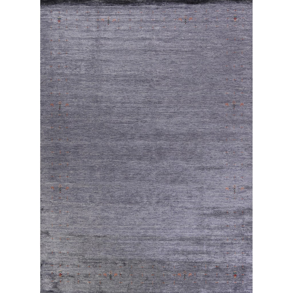 Hand Knotted Oriental 100% Wool Carpet Tribal Tribal Navy Blue & Blues Gabbeh Area Rug - 12' 1'' X 9' 0''