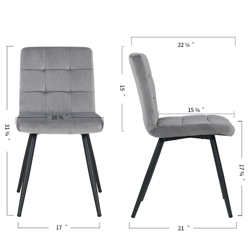 Modern 17” Wide Tufts Upholstered Dining Side Chairs with Metal Legs - 22.25L×18.71W×32.09H
