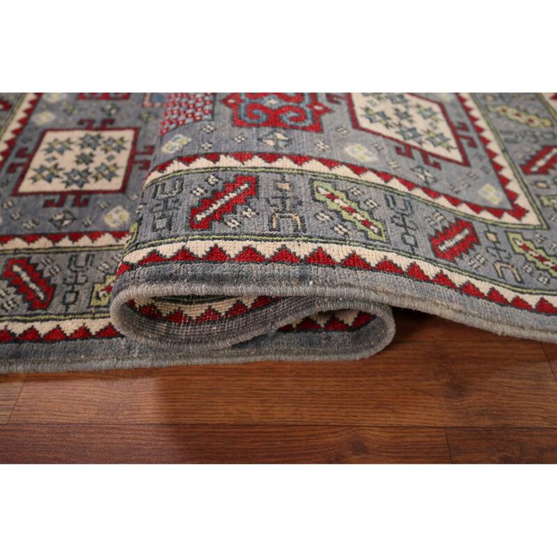 Geometric Kazak Accent Rug Hand-Knotted Wool Carpet - 3'4" x 4'10"