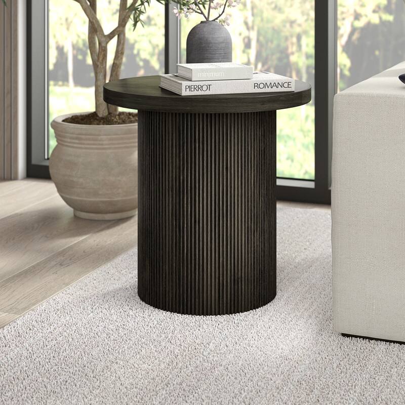 Isa 22" Wide Round Fluted Side Table - 22" Wide