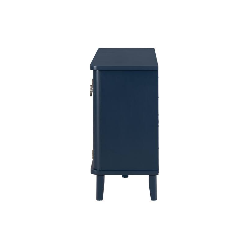 Modern Solid Wood Cabinet with Three Acacia Solid Doors and Adjustable Shelves Ideal for Living Room, Study, Corridor