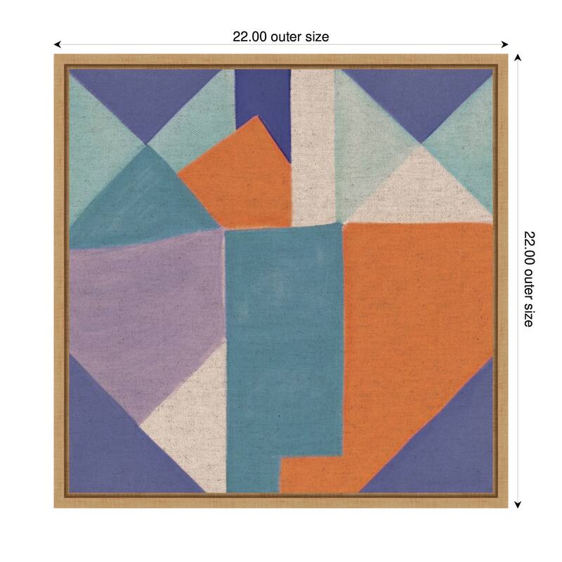 Kate and Laurel Sylvie Painterly Soft Geometric Shapes Neutral Linen Framed Canvas by The Creative Bunch Studio