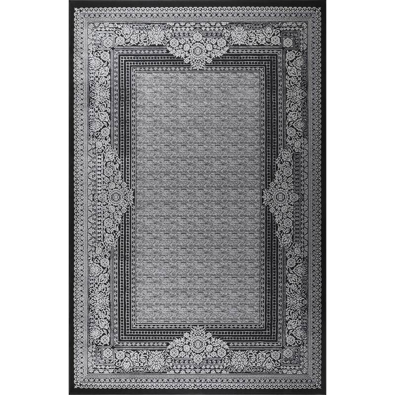 Marissa Collection Black Border Transitional Area Rug - 5'2x7'5