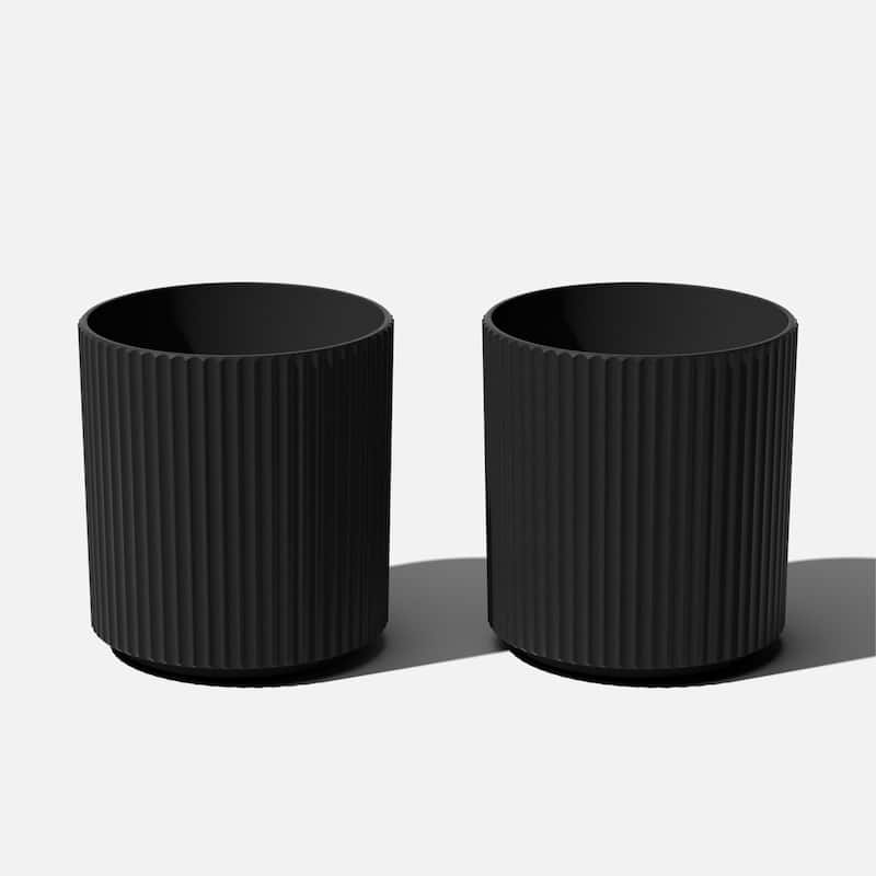 Veradek Demi Series Demi Round Planter - 16 inch - 2 Pack - Black