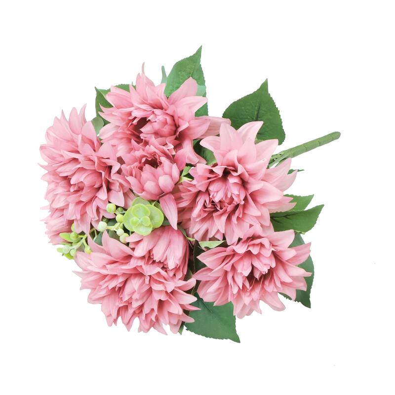 Set of 2 Mauve Artificial Dahlia Flower Stem Bush Bouquet 18in 18" L x 8" W x 8" DP Bed Bath