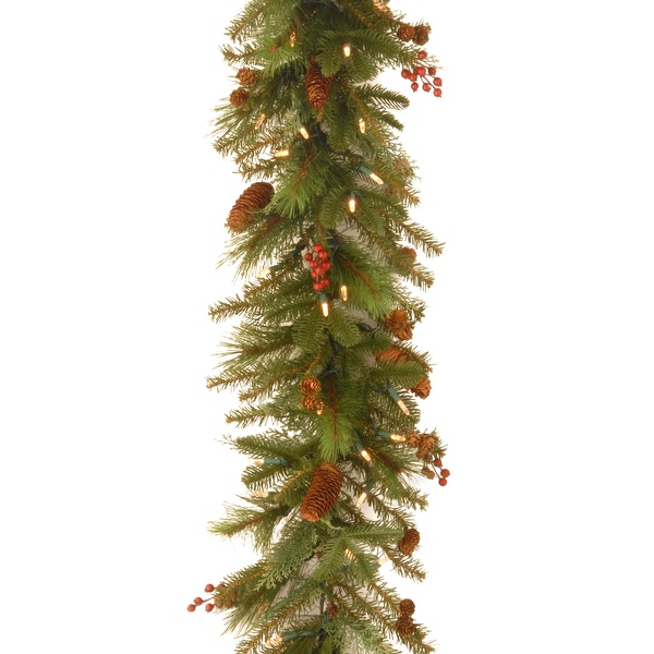 6' Pre-Lit Artificial Christmas Garland - Soft White LED Lights - Red