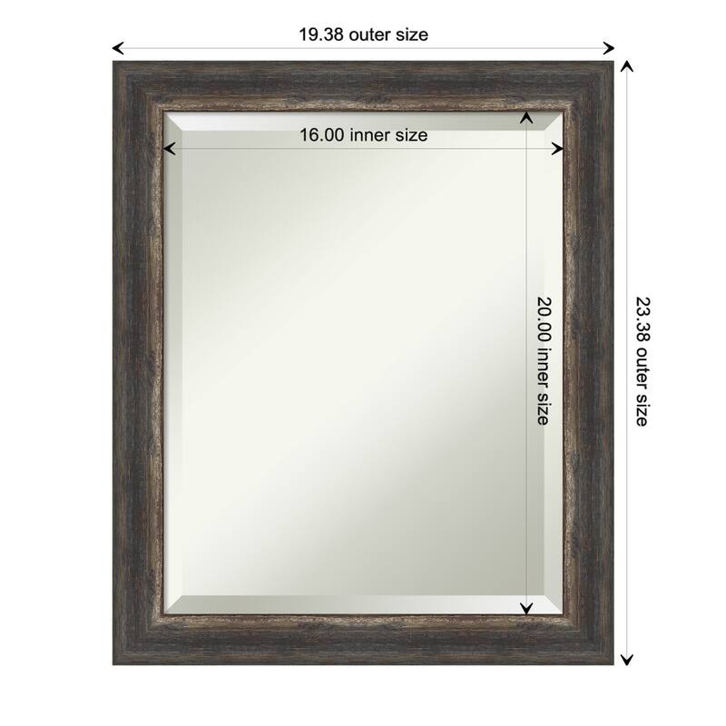 Beveled Wall Mirror - Bark Rustic Char Narrow Frame - Bark Rustic Char Narrow - 19.5 x 23.5-inch