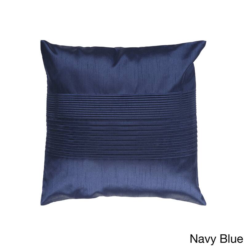 Livabliss Hind Decorative 18-inch Shiny Square Pleated Throw Pillow - Polyester - Navy