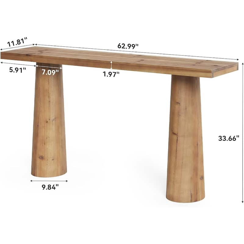 63" Solid Wood Console Table Rectangular Long Sofa Table for Entryway, Hallway, Living Room & Entrance
