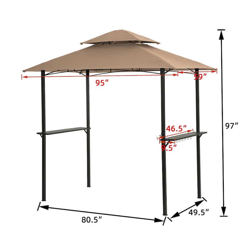 Outdoor Grill Gazebo, Shelter Tent, Double Tier Soft Top Canopy
