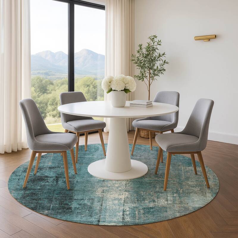 Premium Washable Super Soft Ombre Solid Mayfield Rug - Teal - 8' x 8'