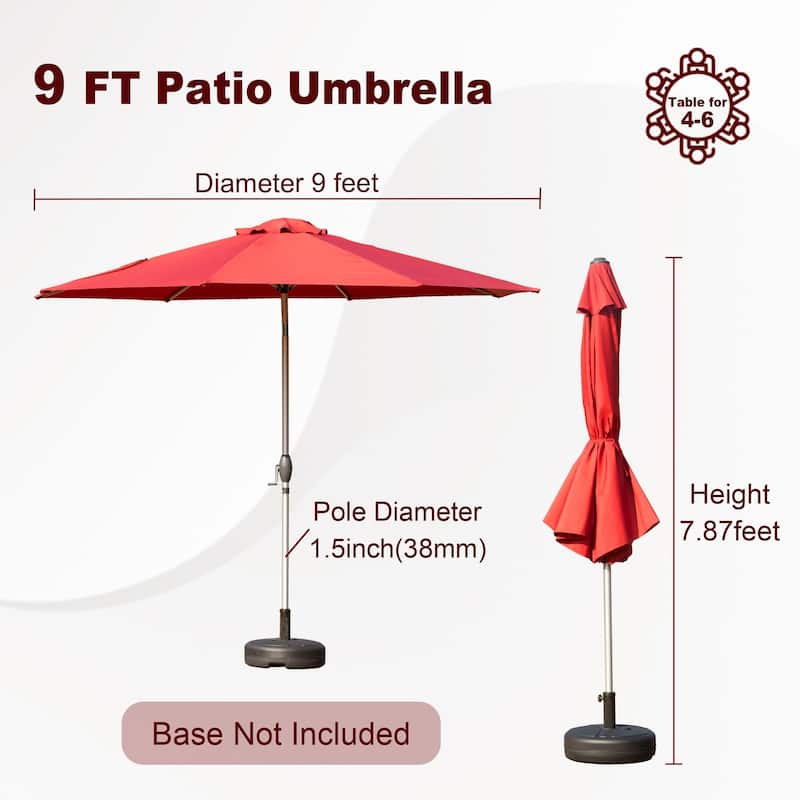 GDFStudio - Premium 9FT Patio Umbrella with Push Button Tilt and Sturdy Frame