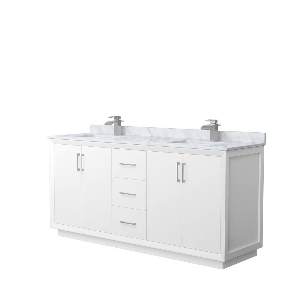 Strada 72-Inch Double Vanity Set, Carrara Marble Top