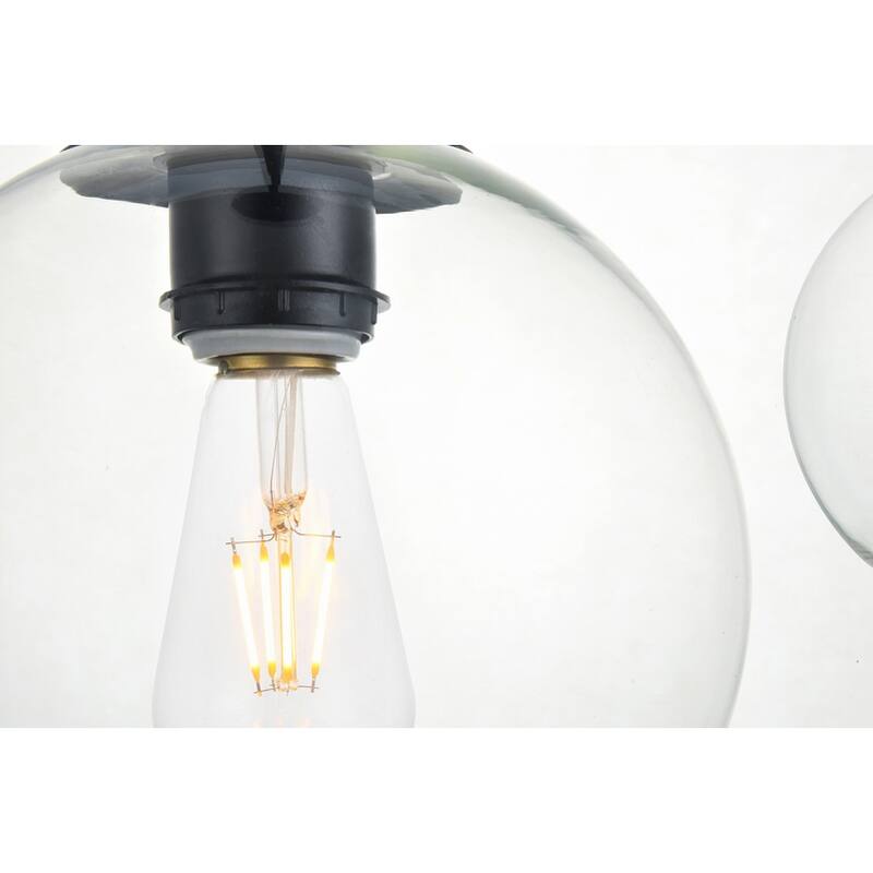 Clear Spherical Glass/ Metal 3-Light 36-inch Pendant